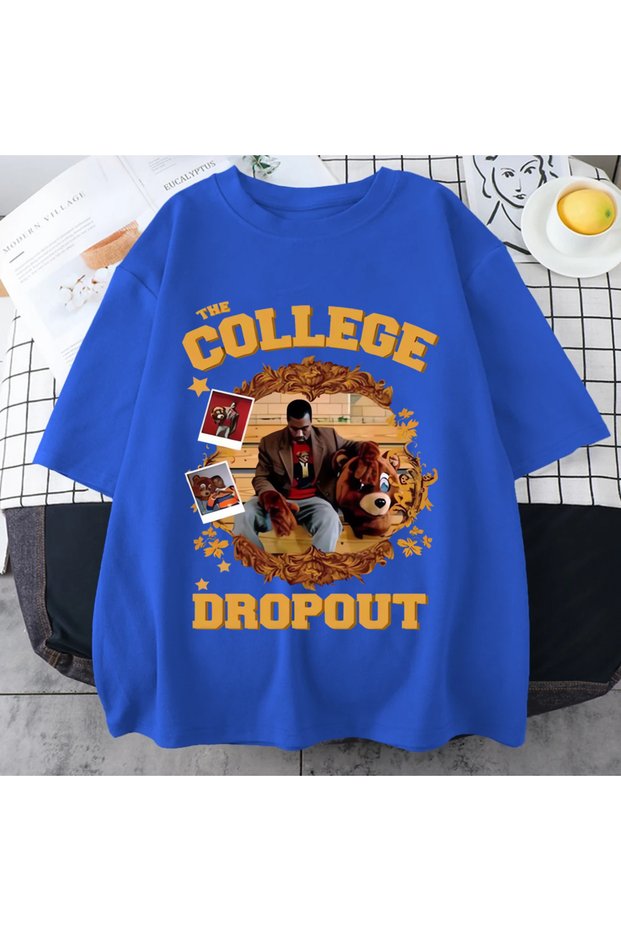 Vintage Style Rap Kanye West College Dropout t Shirt Men Women Hot Sale Streetwear g