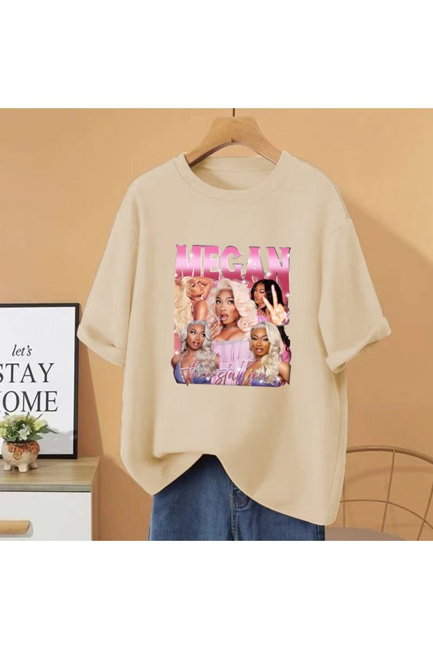 Rapper Megan Thee Stallion Vintage Graphic t Hip Hop Streetwear Men Women Loose