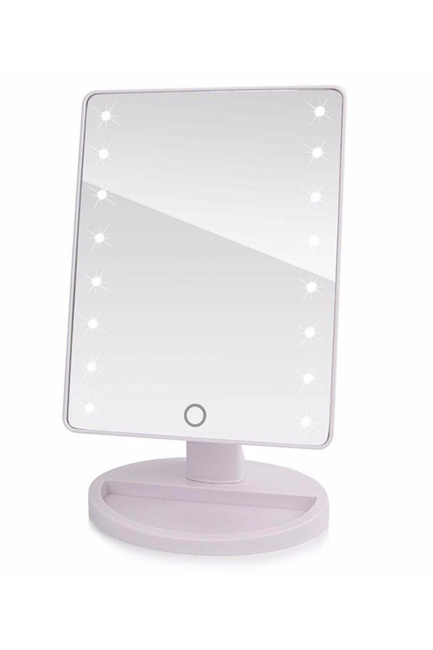 مرآة مكياج دوارة مع أضواء LED بيضاء - 1
