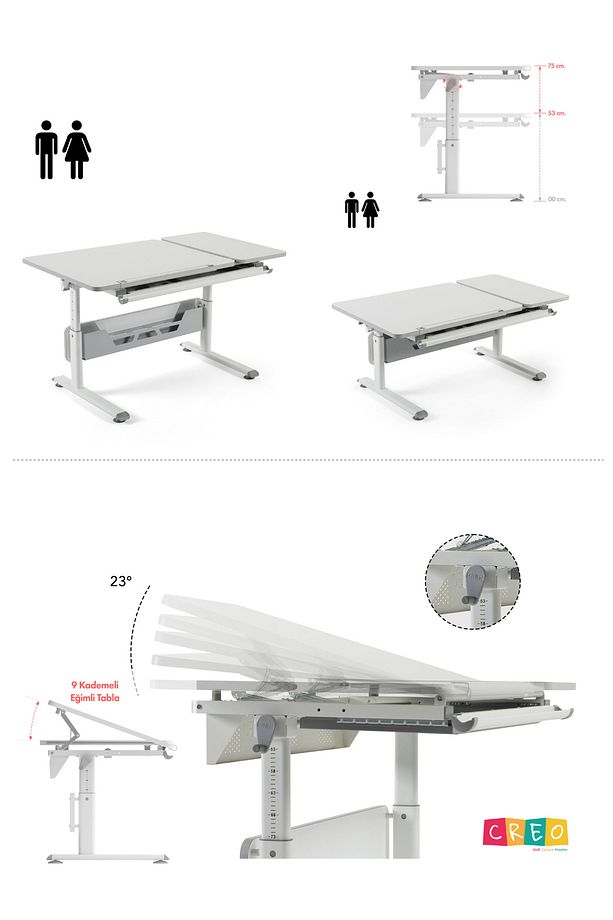 Yükseklik Ve Eğim Ayarlı, Vega Advanced Bilgisayar Ve Çalışma Masası Takımı Beyaz/fuşya - 8