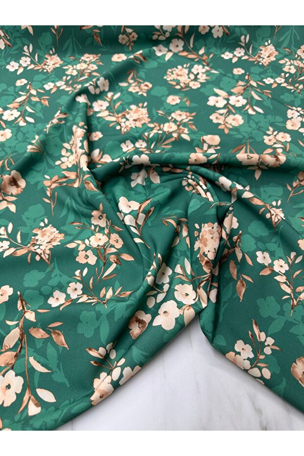 Erik Çiçeği Desen Elbiselik Gömleklik Krep Kumaş Ürünümüz Adet Olarak Satılır 1 Adet 1 Metre - 1