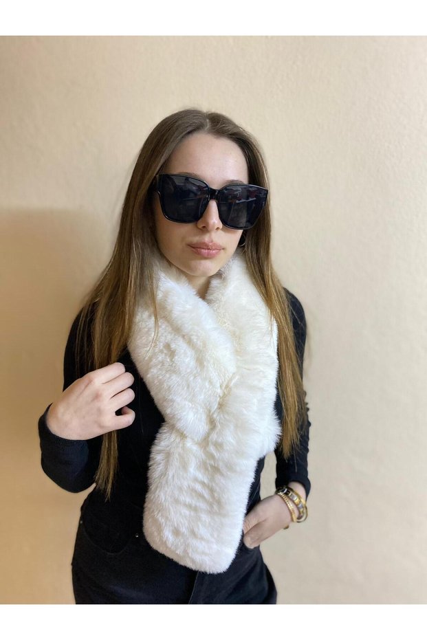 New Year's New Year's Gift Furry Plush Scarf - Winter Faux Fur Russian Scarf -