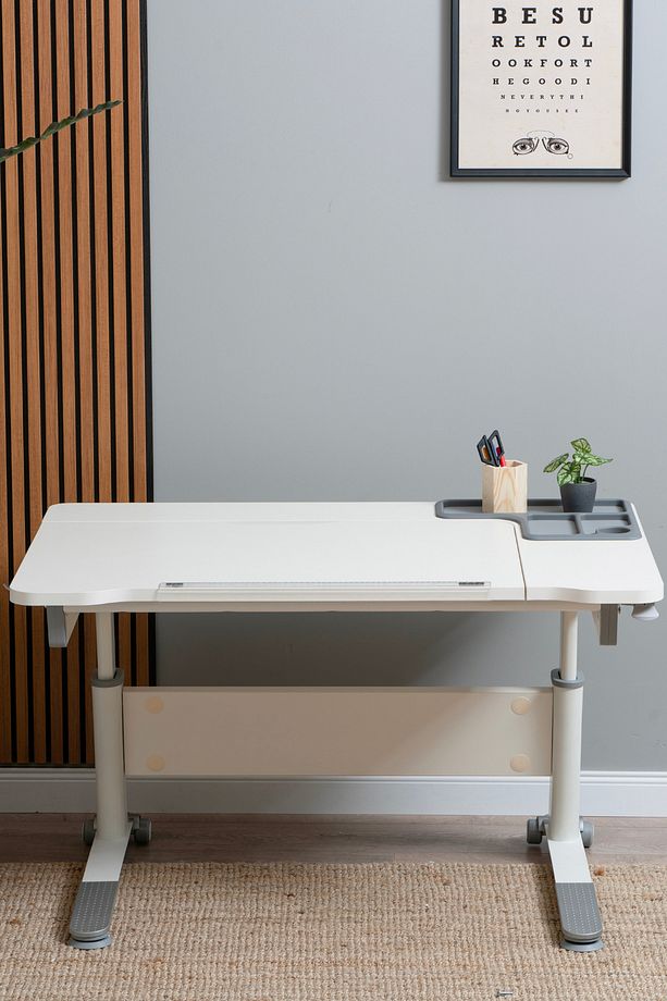 Yükseklik Ve Eğim Ayarlı, Sirius Simple Çalışma Masası - 120x75 Cm, Ekru/gri - 1