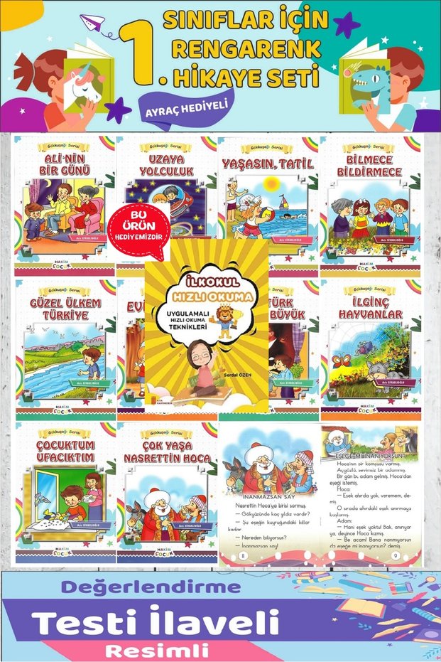 1St Grade Gökkuşağı Serisi Set-16 Pages (Quick Reading Book with Gift)