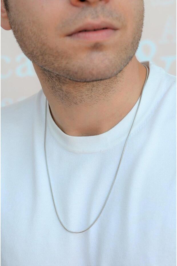 Silver Color Thin Italian Chain Men's Steel Necklace