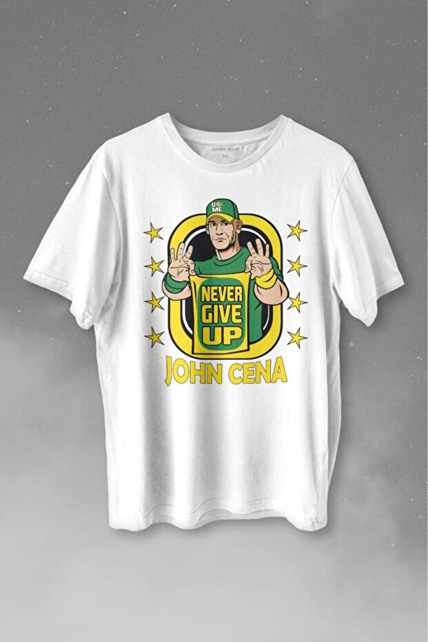 John Cena Wwe Logo Never Give Up American Wrestling Printed T-Shirt Unisex T-shirt