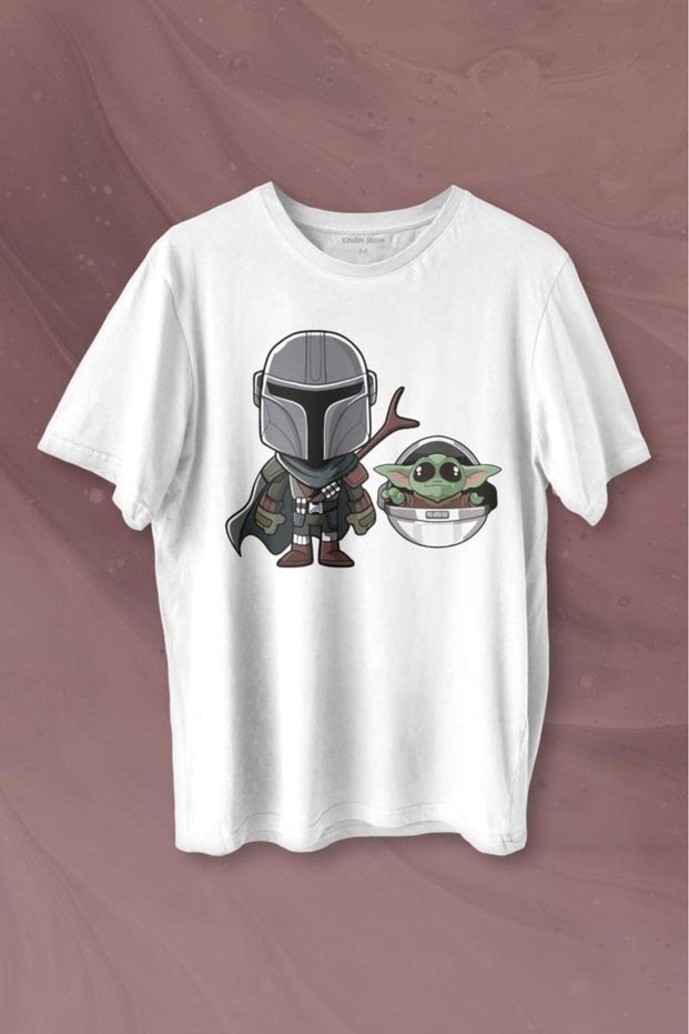Baby Yoda Mando Figure The Mandalorian Baby Yoda Star Wars Printed T-Shirt Unisex T-shirt