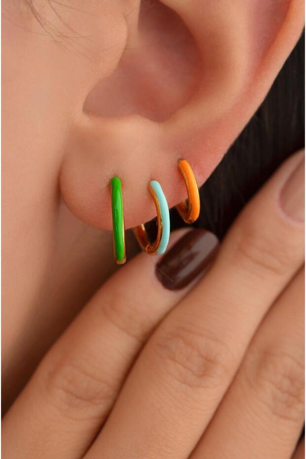 Colorful Steel Hoop Earring Set of 3
