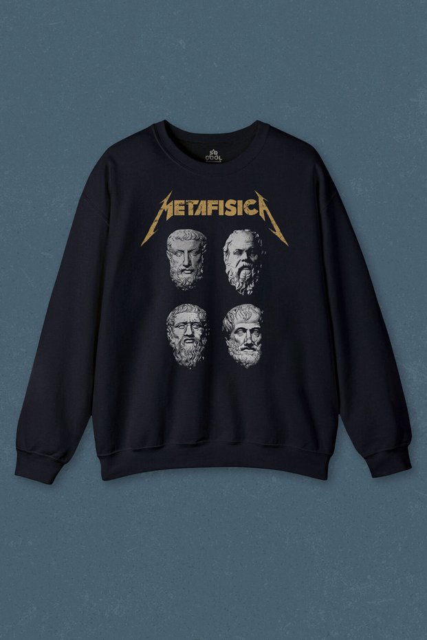 Navy Blue Sweatshirt Metaphysica Metallica Metaphysical Philosophy Printed Unisex Sweat