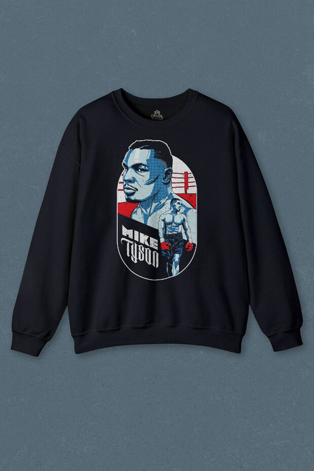 Navy Blue Sweatshirt Mike Tyson Boxing Box Sports King Ring Printed Unisex Sweat