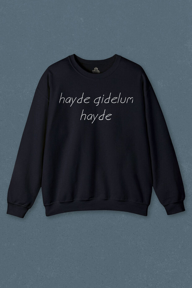 Navy Blue Sweatshirt Let's Go and Let's Go Black Sea Printed Unisex Sweat