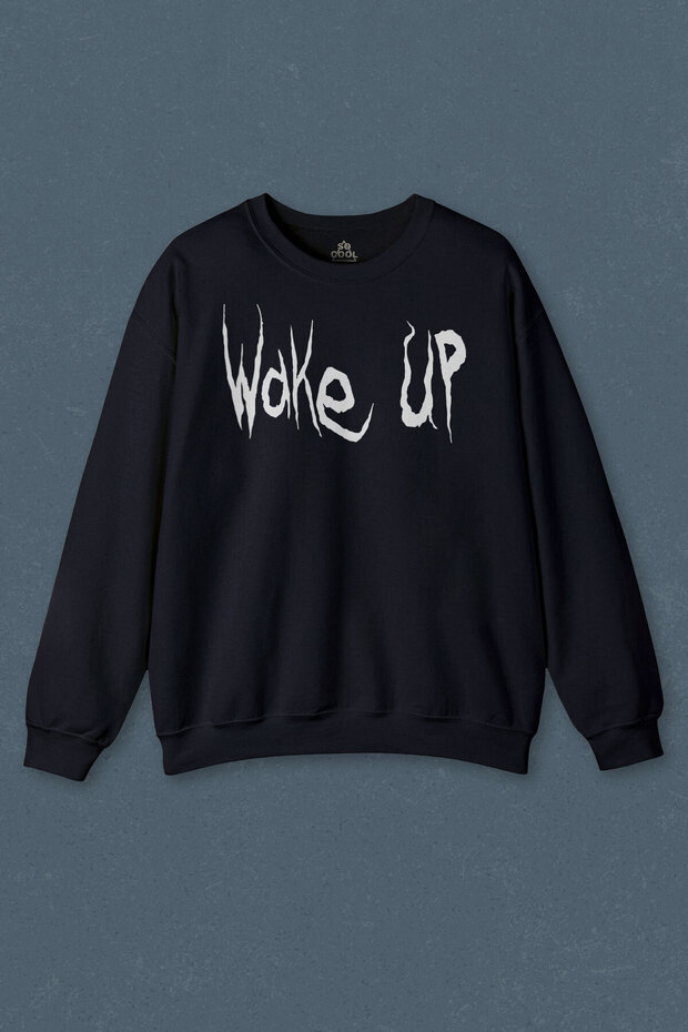 Navy Blue Sweatshirt Wake Up Donnie Darko Movie Awaken Gothic Dark Printed Unisex Sweat