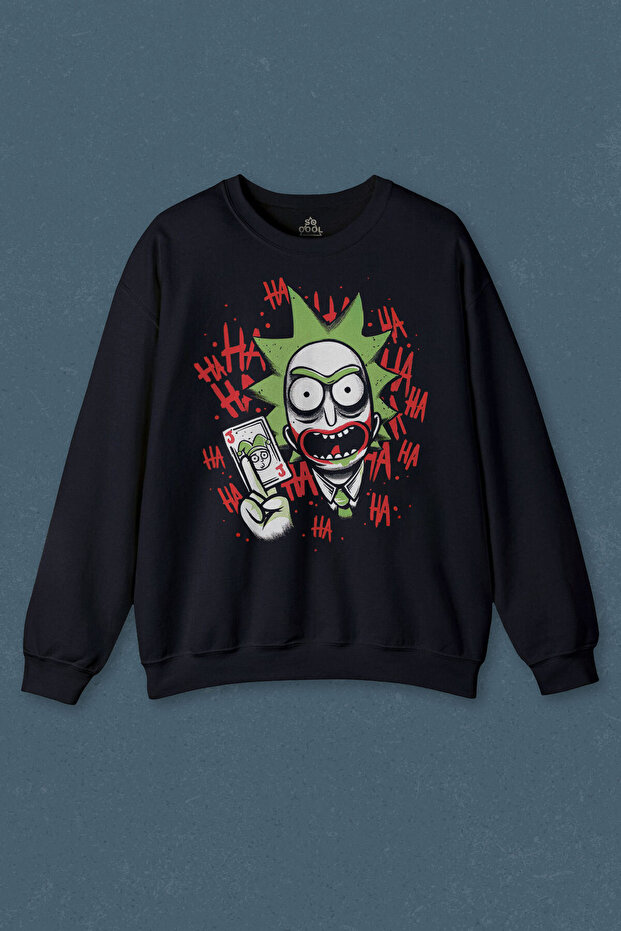 Navy Blue Sweatshirt Joker Series Movie Printed Unisex Sweat