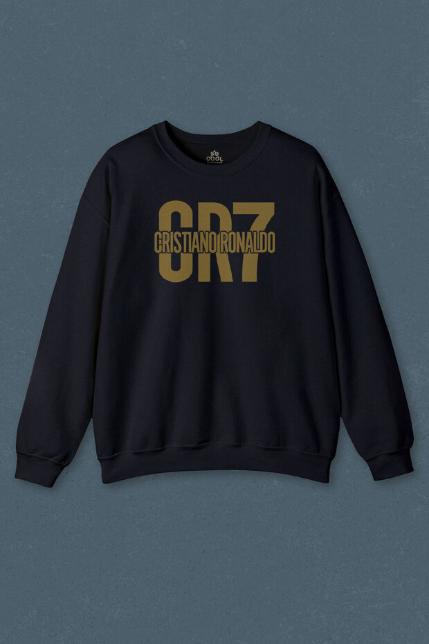 Navy Blue Sweatshirt Printed Cristiano Ronaldo Best Footballer Printed Unisex Sweat