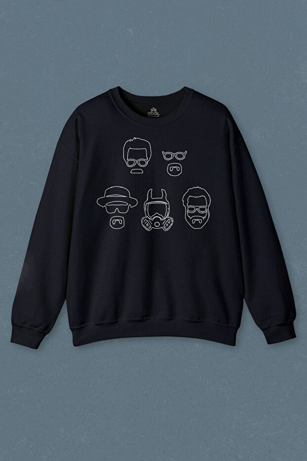 سويت شيرت أزرق داكن مطبوع للجنسين من Breaking Bad Heisenberg Br Ba Brom Baryum