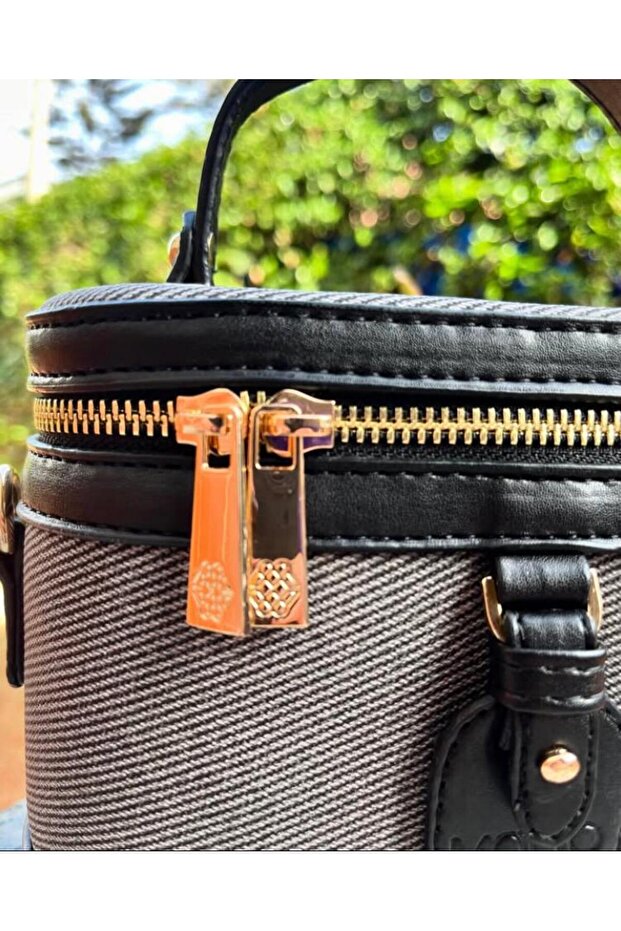 Siyah Gri Kutu Model Çapraz Kadın El Çantası - 3