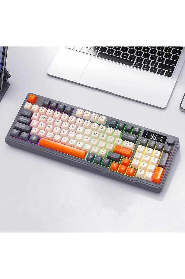 2.4G Bluetooth Çift Bağlantı Manyetik Klavye LED Ekran Gaming Oyuncu Klavye - 1