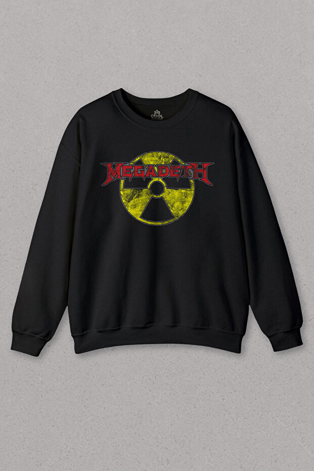 Black Sweatshirt Megadeth Radio Active Red Dave Mustaine Printed Sweat