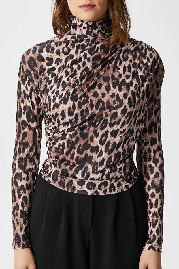 Bluză de damă Moon Gathered Leopard Sandy - 7