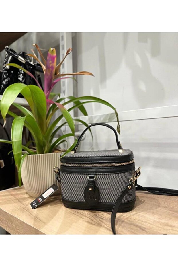 Siyah Gri Kutu Model Çapraz Kadın El Çantası - 5