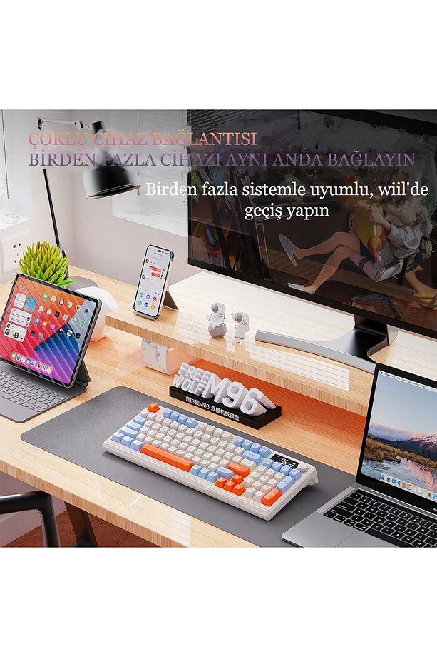2.4G Bluetooth Çift Bağlantı Manyetik Klavye LED Ekran Gaming Oyuncu Klavye - 6