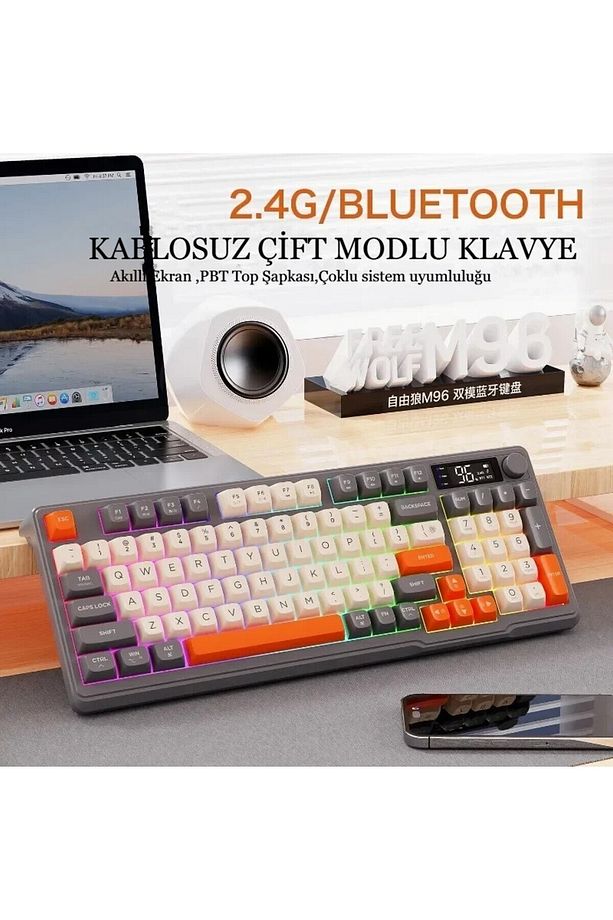 2.4G Bluetooth Çift Bağlantı Manyetik Klavye LED Ekran Gaming Oyuncu Klavye - 5