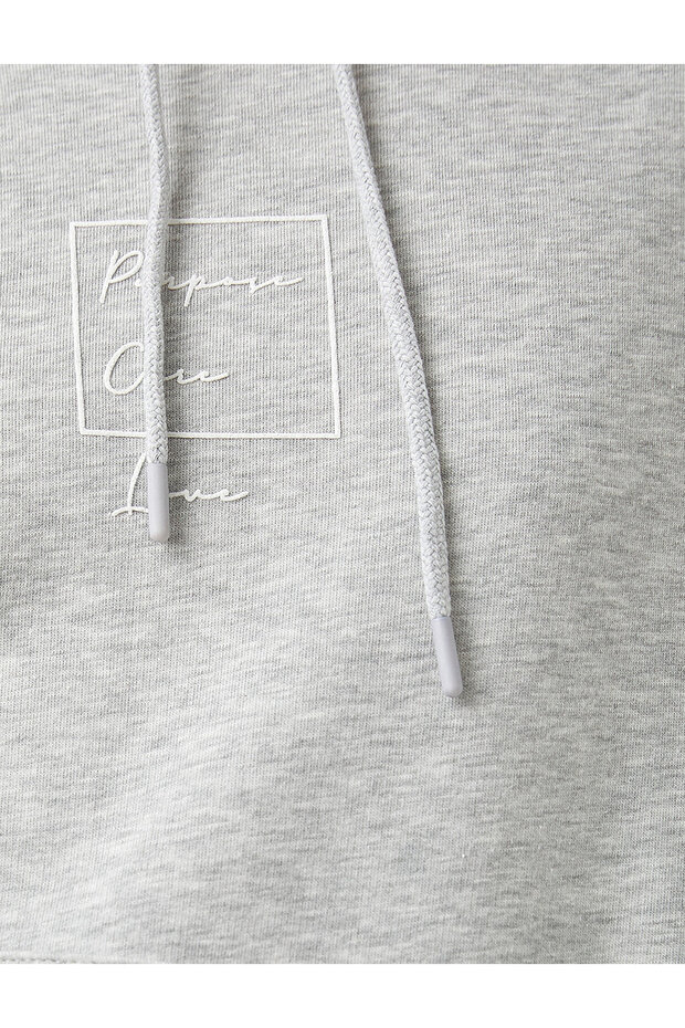 Kapüşonlu Baskılı Sweatshirt - 6
