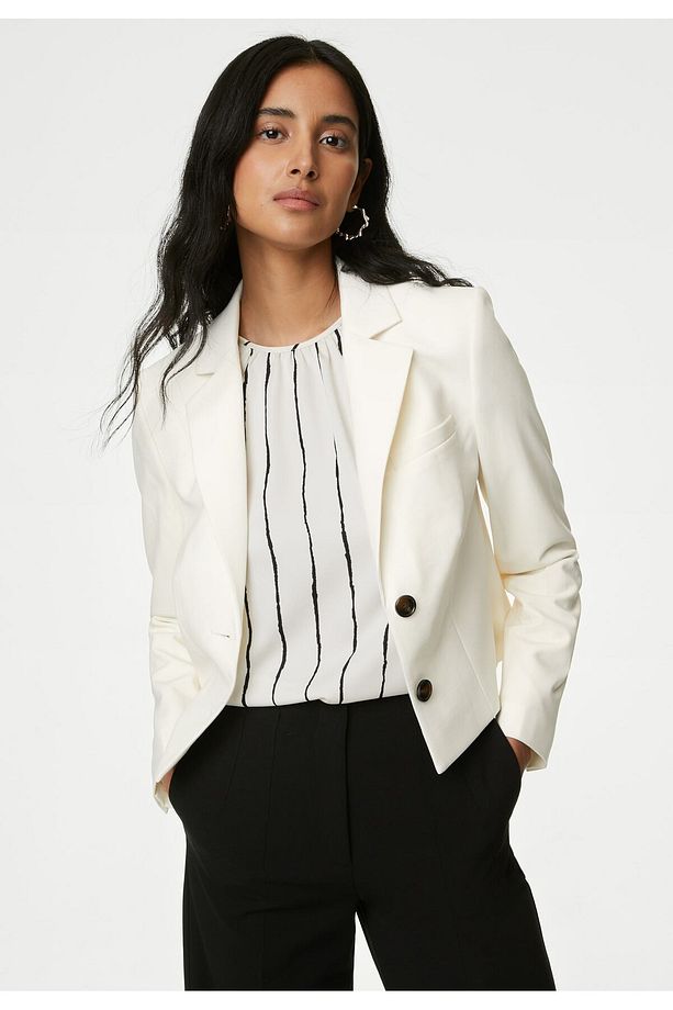 Tailored Fit Crop Yün Blazer Ceket - 1