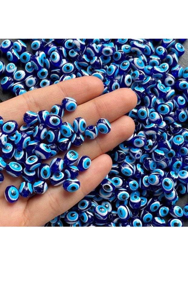 100 Pieces of 8 mm Danagöz Barley Plastic Evil Eye Marteniçka Beads.