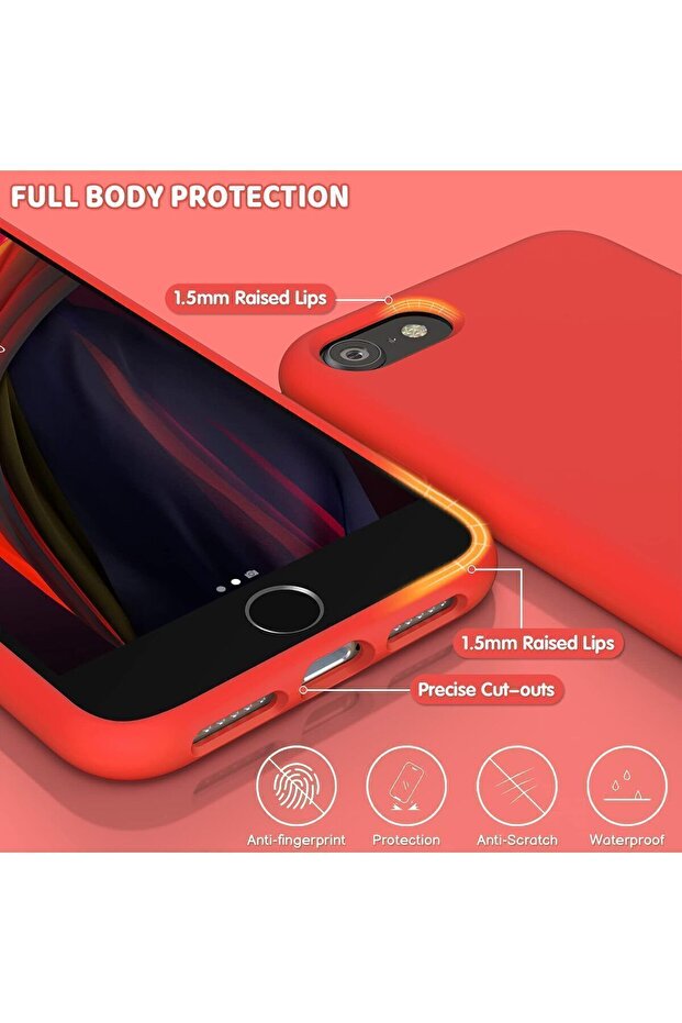 حافظة سيليكون لهاتف iPhone SE، حافظة هاتف متوافقة مع iPhone 7/8 مع بطانة من الألياف الدقيقة (أحمر) - 4