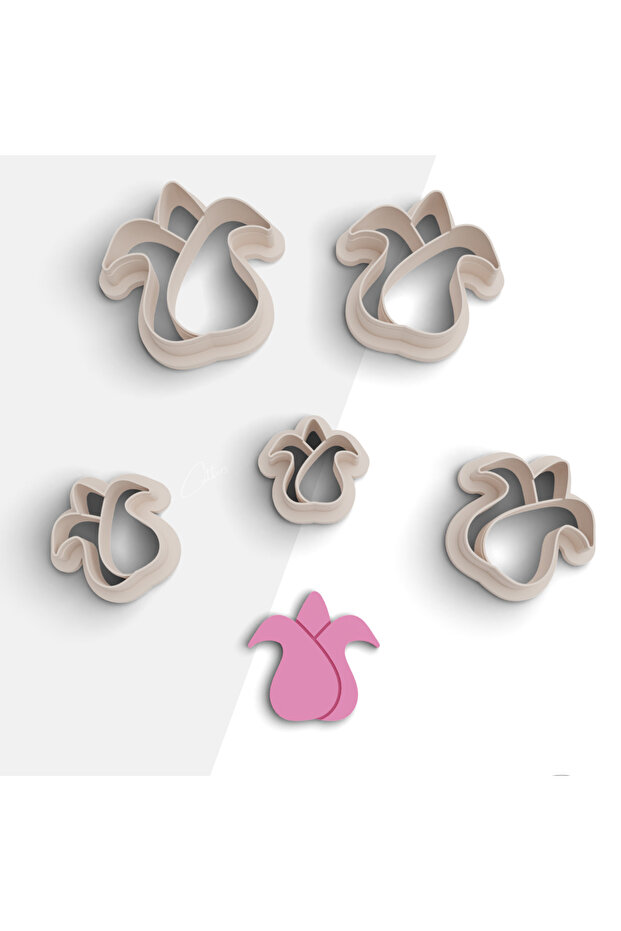 Tulip Shaped Polymer Clay Mold, Earring Mold, Clay Cutter, 5 Sizes, No:1023