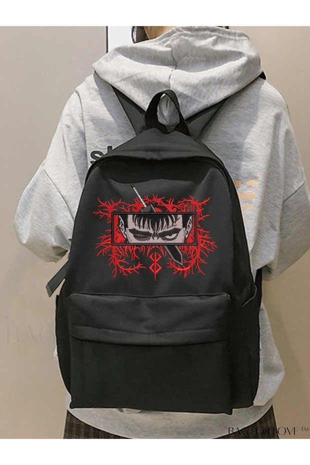 Red Berserk Guts Eyes New Season Printed School, Classroom, Course Backpack - Mingalondon