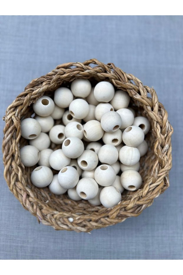 100 g 20 mm Polished Wood Beads – Natural and Shiny Jewelry & Craft Beads