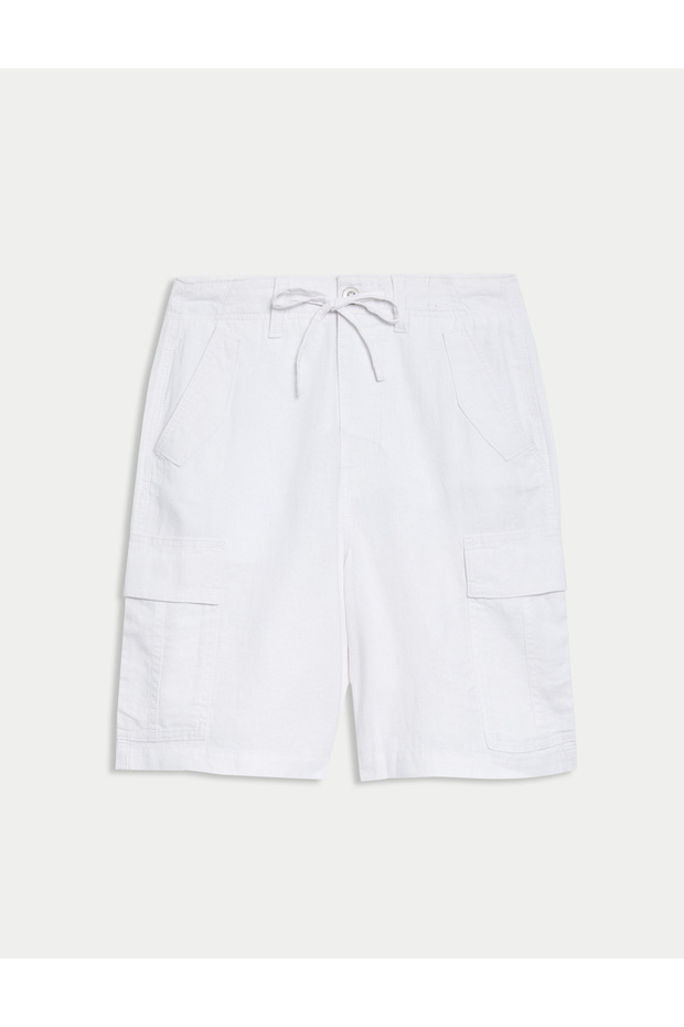 Utility Keten Kargo Şort - 5