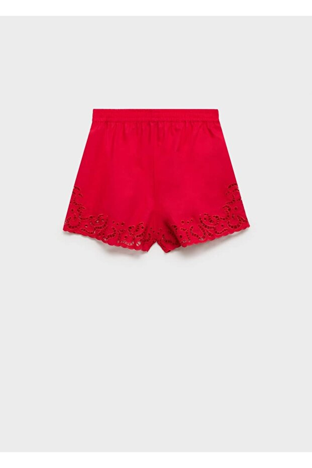 Ajur detaylı pamuklu şort - 3
