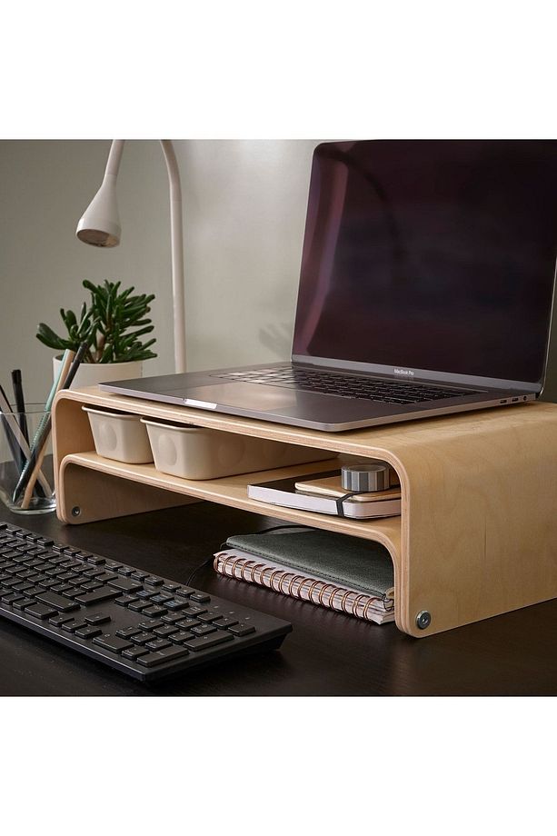 Ahşap Ekran ve Monitör Yükseltici, Monitör Standı 2 Farklı Kullanım-52x26 cm - 1