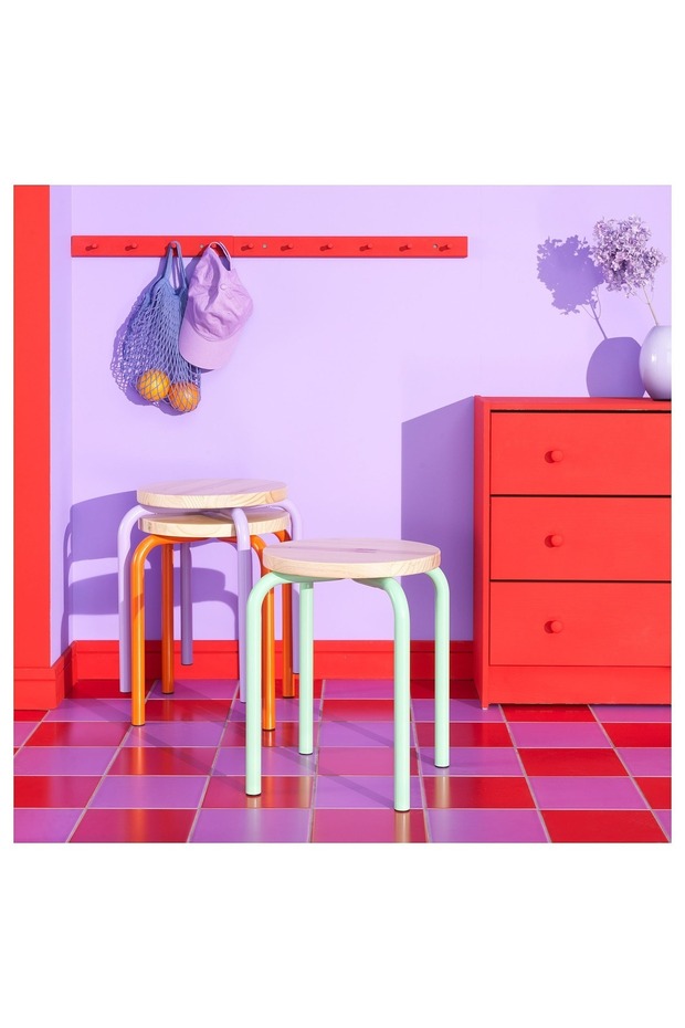 DOMSTEN tabure, lila-çam, 45 cm - 3