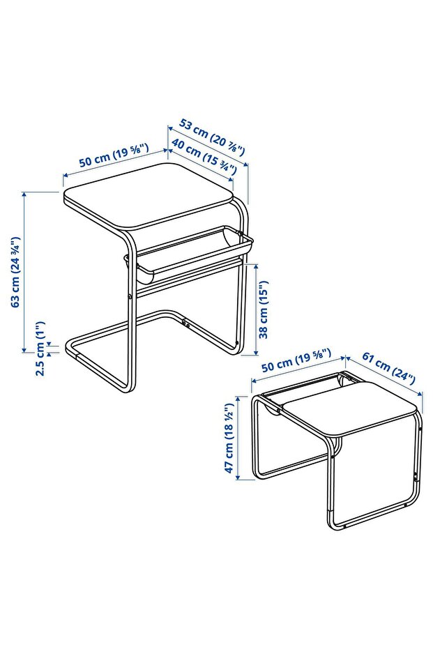 طاولة جانبية، الطول: 53 سم العرض: 50 سم الارتفاع: 63 سم - 8