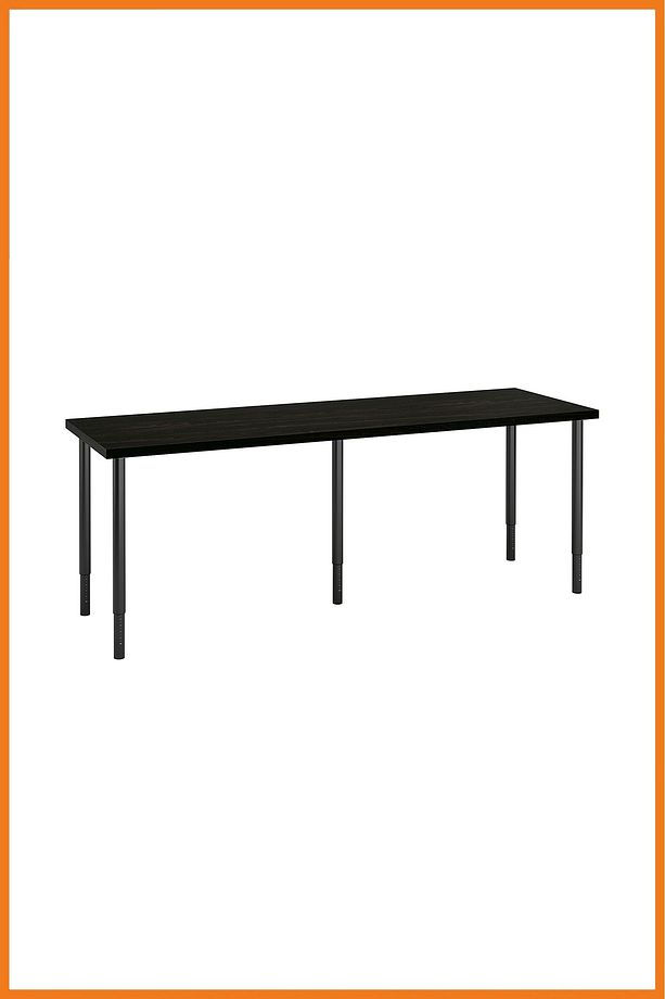 Çalışma Masası Yüksekliği Ayarlanabilir Çelik Boru Ayaklı Mdf Panel Bilgisayar 60x93x200 Siyah - 1
