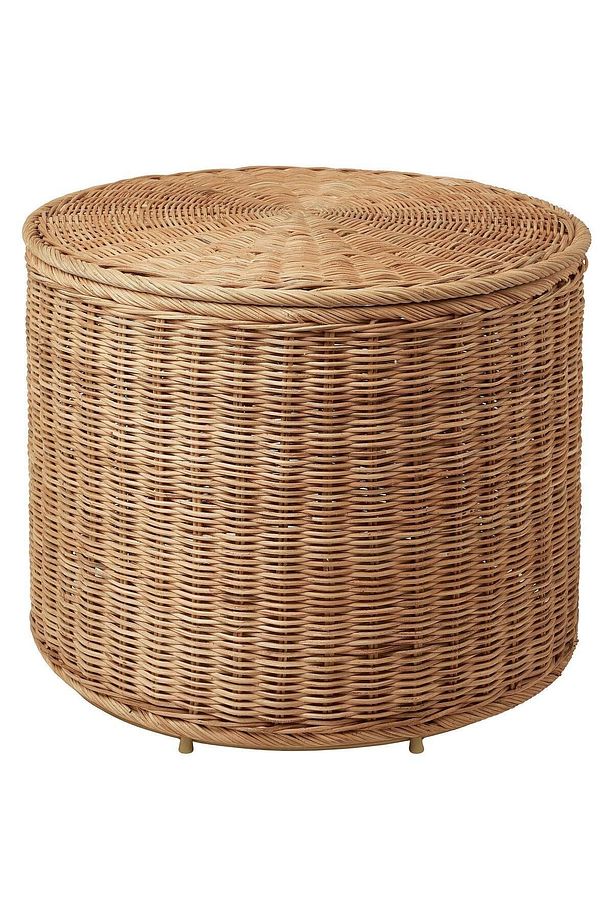 Rattan, Kapaklı Saklama Gözlü Puf , El Yapımı Saklama Kutusu - 2