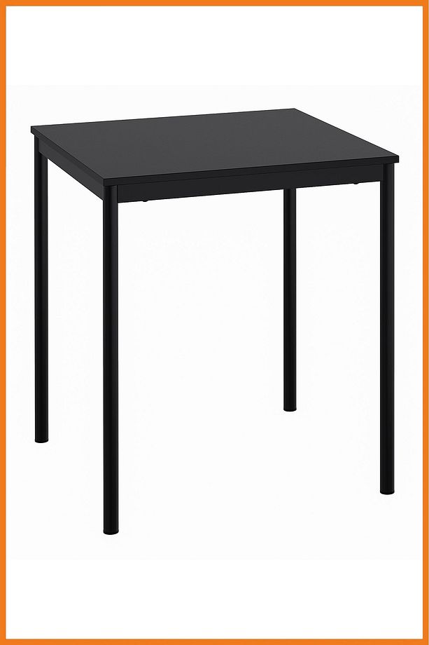 Mutfak Masası 2 Kişilik Çelik İskeletli Sunta Panel Yemek Balkon Laptop Çalışma 67x73x67 Siyah - 1