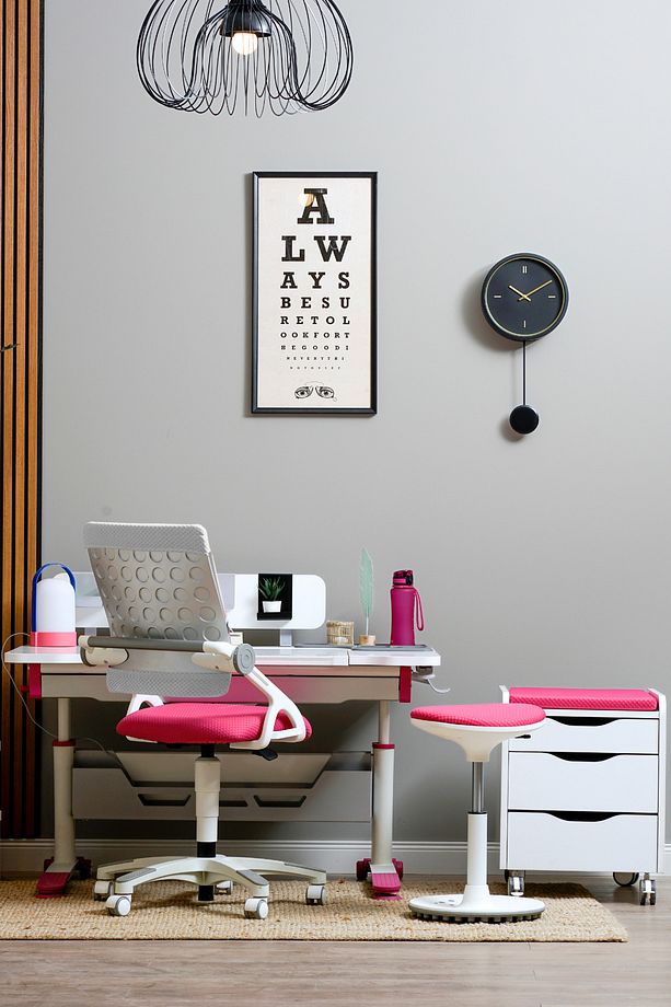 Yükseklik ve Eğim Ayarlı, Sirius Premium Bilgisayar ve Çalışma Masası Takımı Beyaz/Fuşya Pembe - 1
