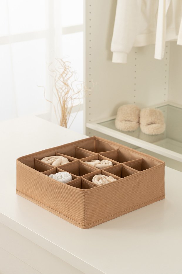 Beige Children's Room Closet Drawer Inside Laundry Socks Organizer Honeycomb Accordion Organizer