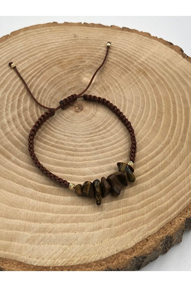 Tasarım Kaplangözü Taşı Unisex Örgü Doğaltaş Bileklik - 5