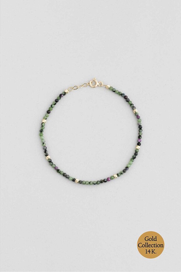 Turmalin Taşlı 14 Ayar Altın Bileklik - 1