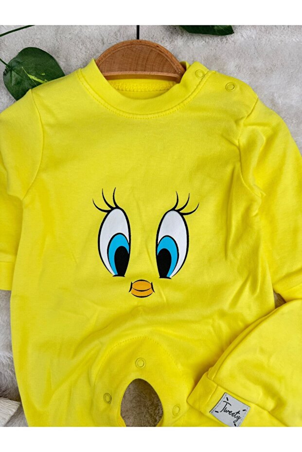 Tweety Print 100% Cotton Hat Unisex Jumpsuit Set - 6
