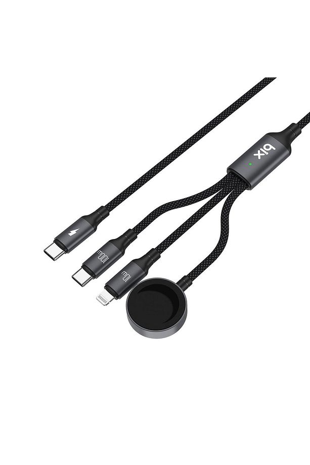 100w Type-c Lightning Ve Apple Watch Için 3’ü 1 Arada Çoklu Şarj Ve Data Kablosu Koyu Gri 1.2 Me - 2