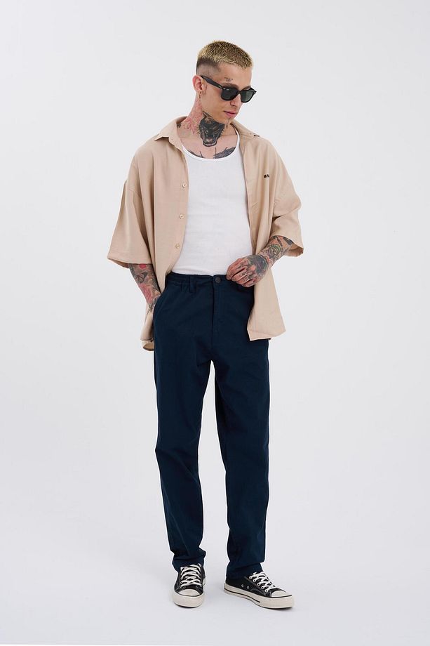 Erkek Basic Solid Koyu Mavi Jean Pantolon - 4