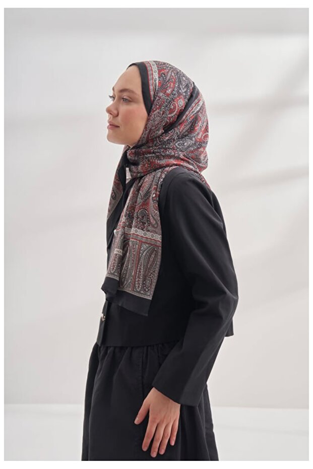 Ethnic pattern voile silk shawl - 2