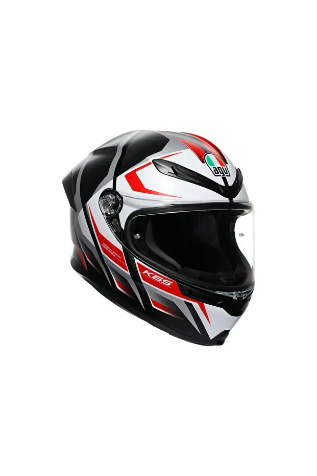 K6 S Karve Matt Black White Red Configuration Kapalı Kask - 1